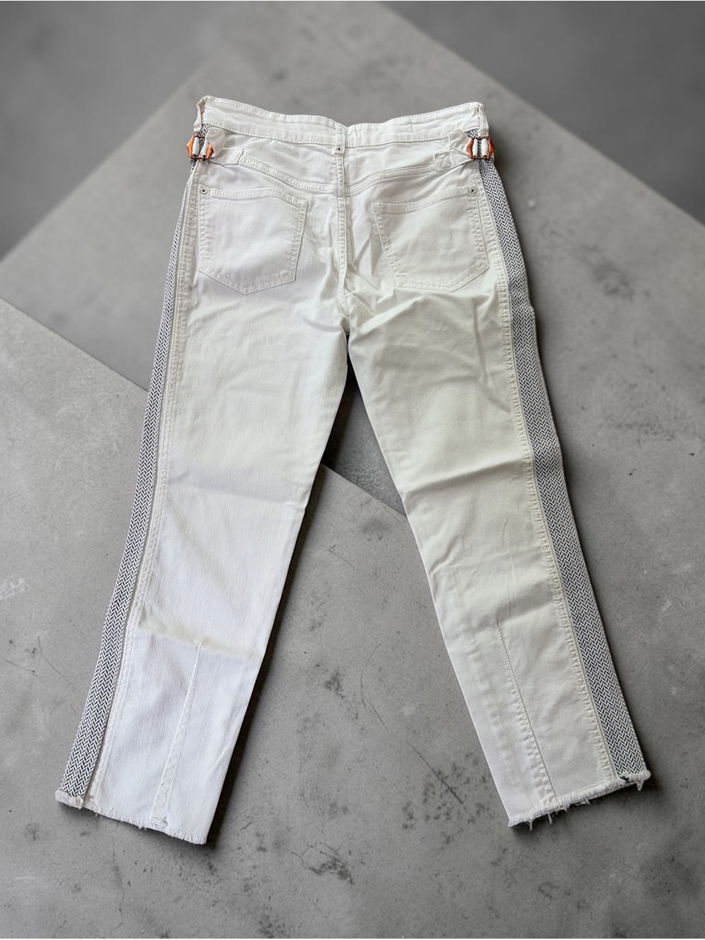 Pilcro and the Letterpress Off-White Denim Jeans with Branded Snap